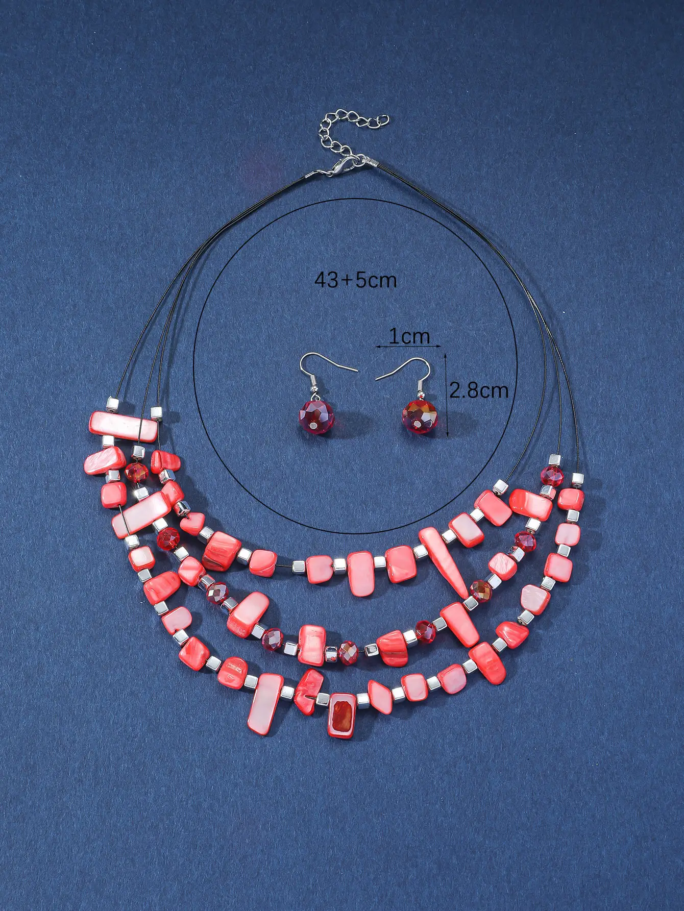 New Gorgeous Fashion Heart Pink Beaded Ins Elegant Simple Three-Piece Women's Jewelry Set — feature 17