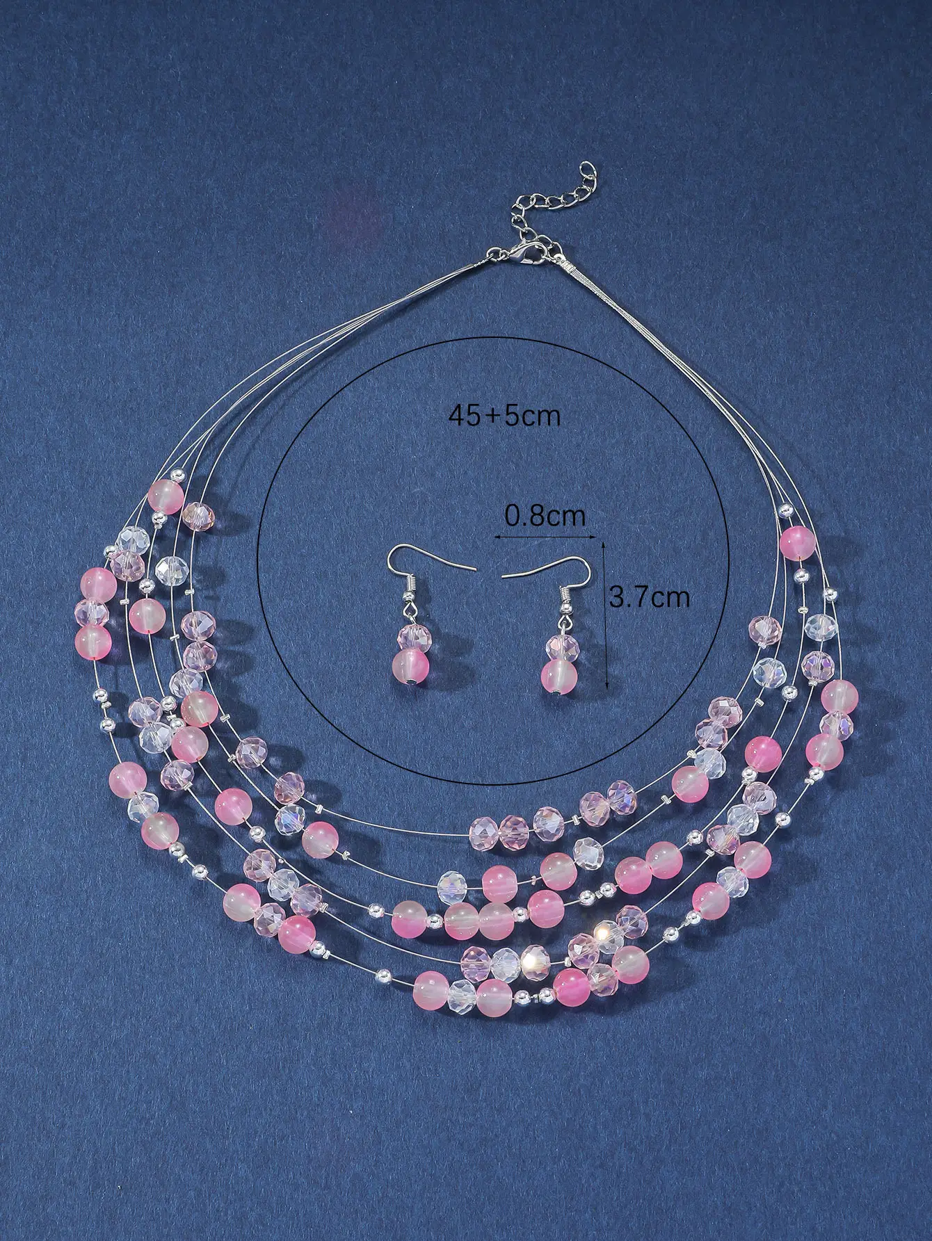 New Gorgeous Fashion Heart Pink Beaded Ins Elegant Simple Three-Piece Women's Jewelry Set — feature 19