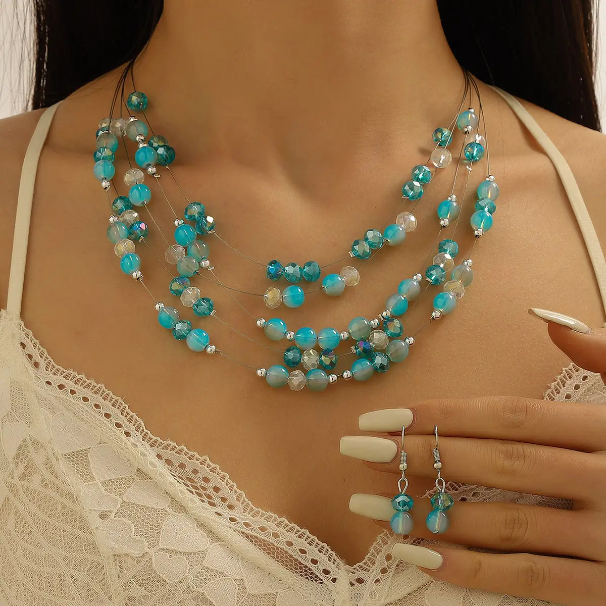 New Gorgeous Fashion Heart Pink Beaded Ins Elegant Simple Three-Piece Women's Jewelry Set — feature 32