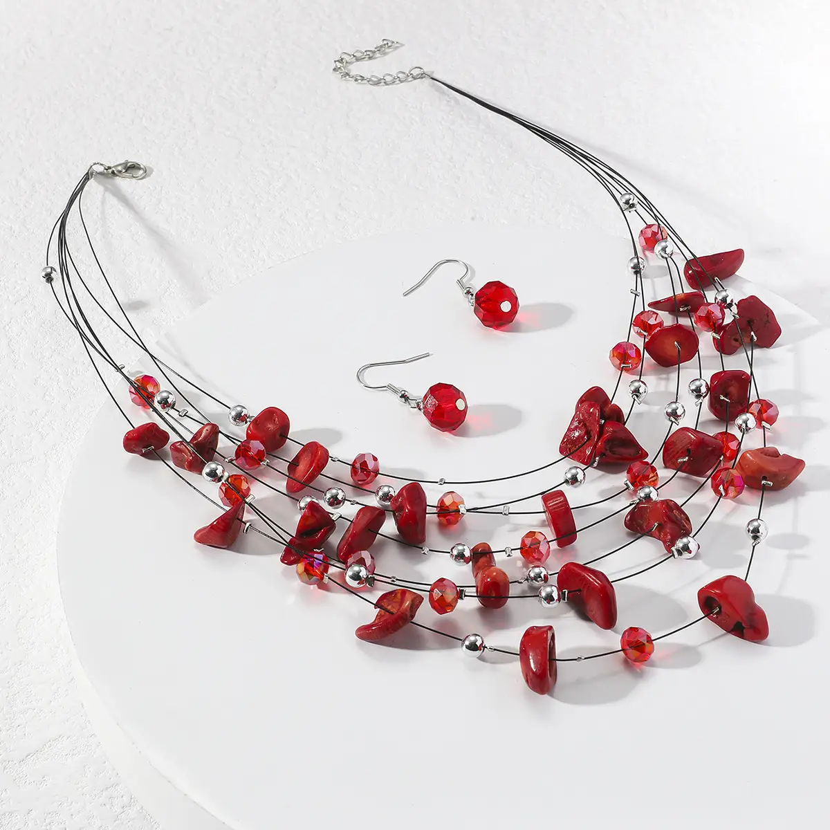 New Gorgeous Fashion Heart Pink Beaded Ins Elegant Simple Three-Piece Women's Jewelry Set — feature 39
