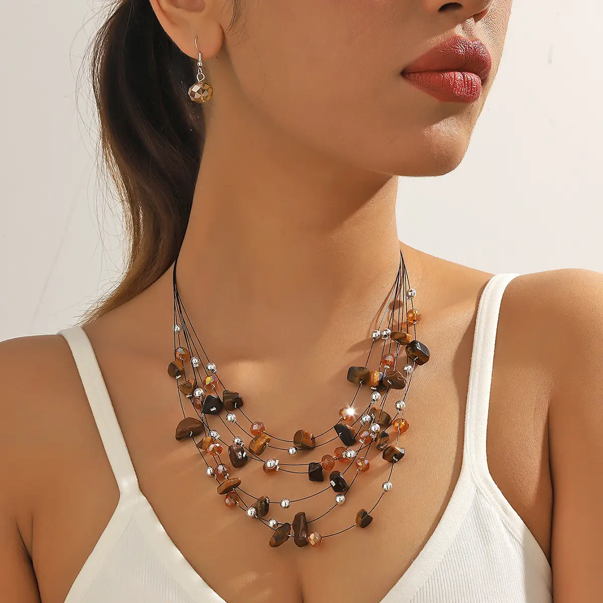 New Gorgeous Fashion Heart Pink Beaded Ins Elegant Simple Three-Piece Women's Jewelry Set — feature 41