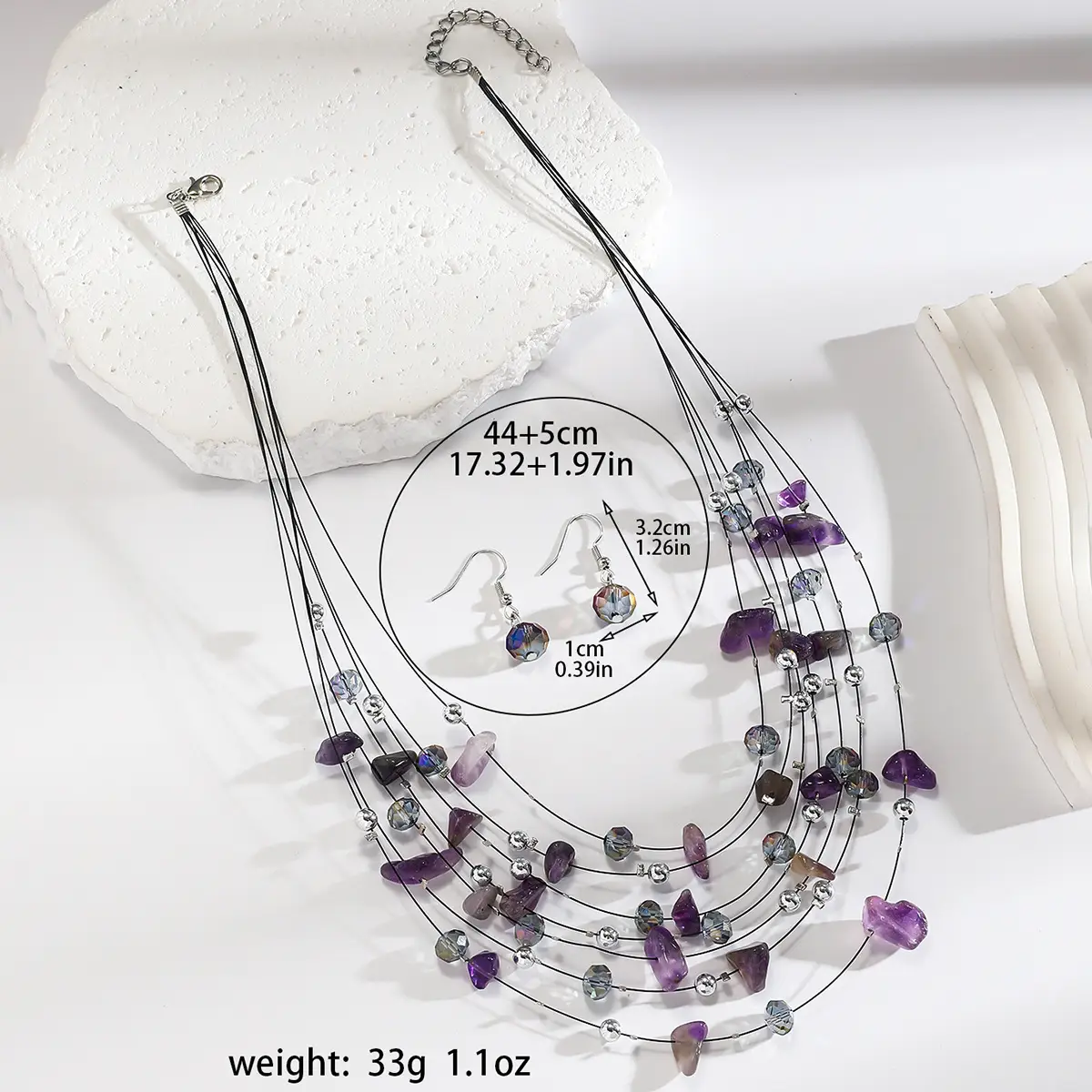 New Gorgeous Fashion Heart Pink Beaded Ins Elegant Simple Three-Piece Women's Jewelry Set — feature 48