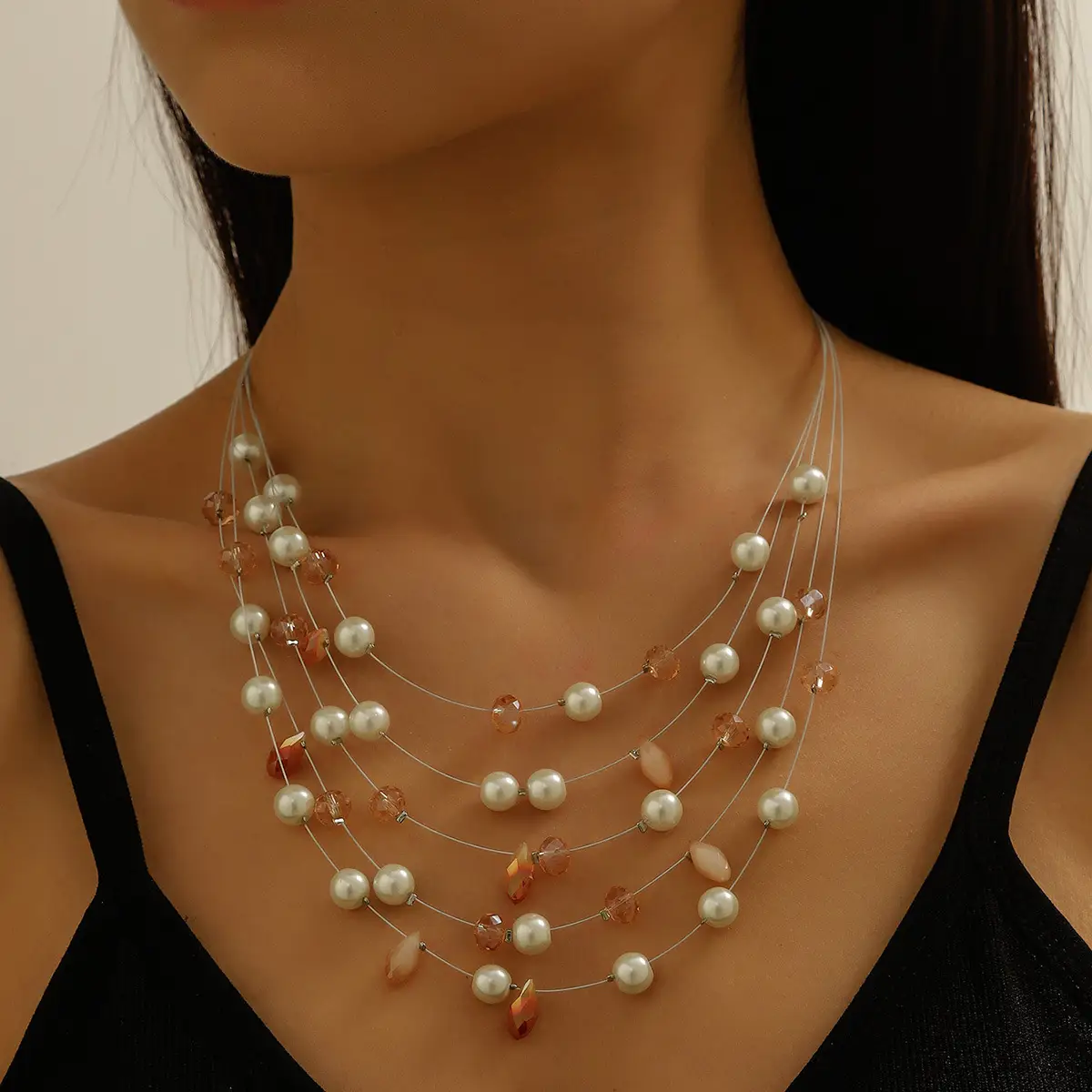 New Gorgeous Fashion Heart Pink Beaded Ins Elegant Simple Three-Piece Women's Jewelry Set - Image 13