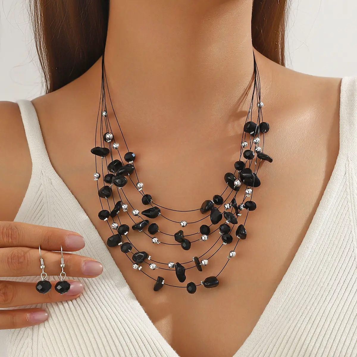 New Gorgeous Fashion Heart Pink Beaded Ins Elegant Simple Three-Piece Women's Jewelry Set - Image 22