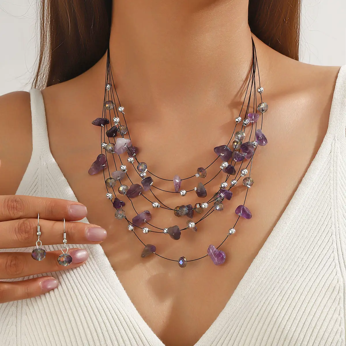 New Gorgeous Fashion Heart Pink Beaded Ins Elegant Simple Three-Piece Women's Jewelry Set - Image 23