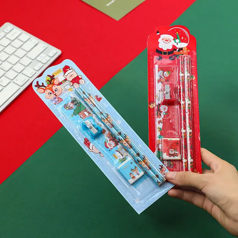 Christmas 5-Piece Pencil Set for Kids Painting Eraser Stationery - Image 6