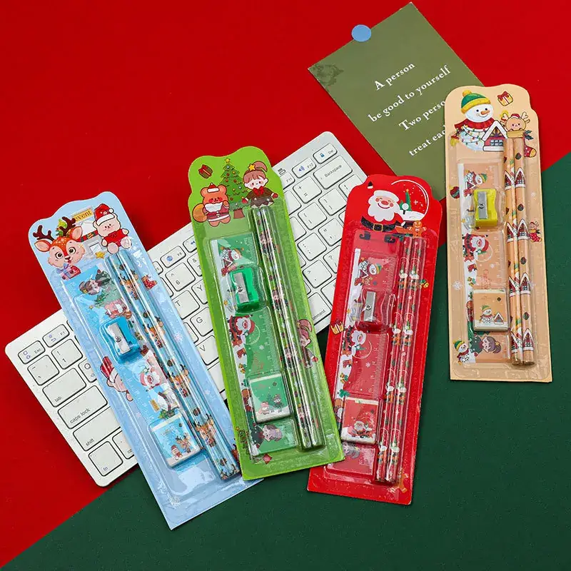 Christmas 5-Piece Pencil Set for Kids Painting Eraser Stationery - Image 8