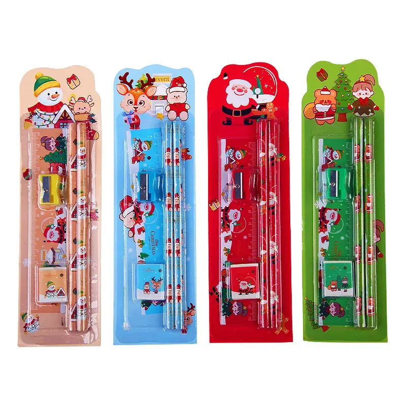 Christmas 5-Piece Pencil Set for Kids Painting Eraser Stationery - Image 9