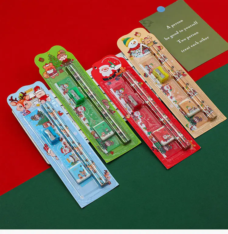 Christmas 5-Piece Pencil Set for Kids Painting Eraser Stationery — feature 2