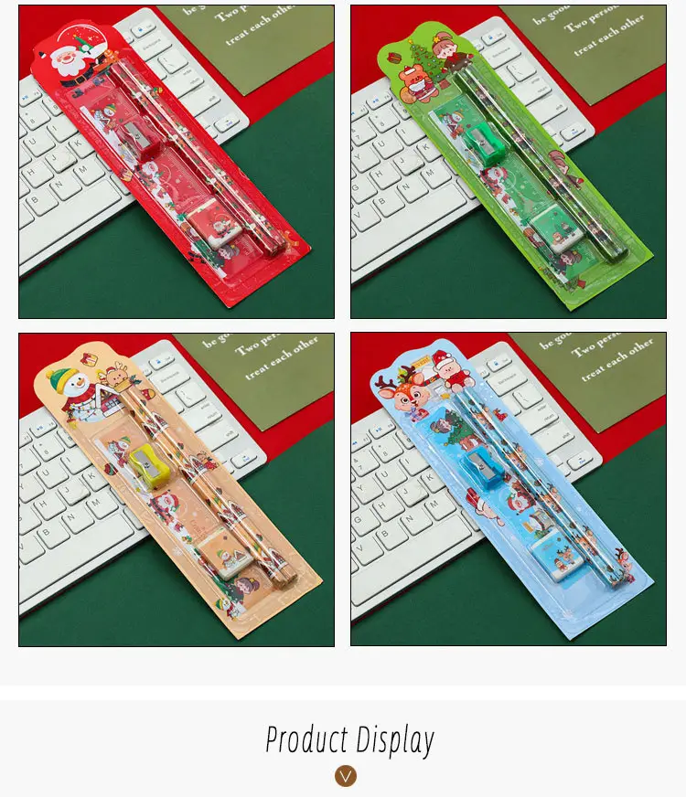 Christmas 5-Piece Pencil Set for Kids Painting Eraser Stationery — feature 4