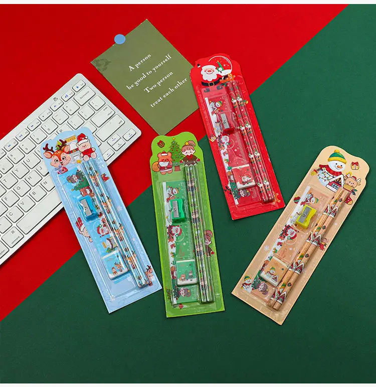 Christmas 5-Piece Pencil Set for Kids Painting Eraser Stationery — feature 6