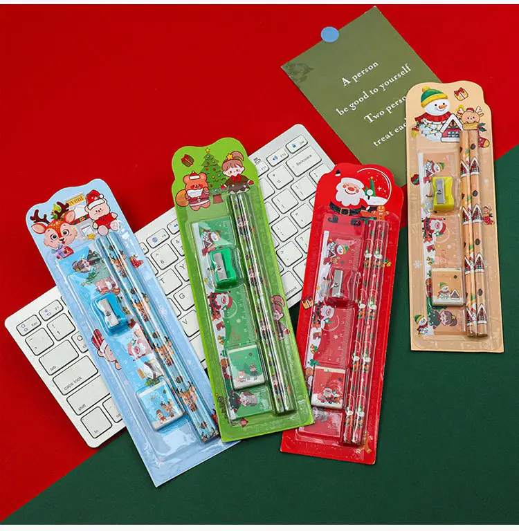 Christmas 5-Piece Pencil Set for Kids Painting Eraser Stationery — feature 7