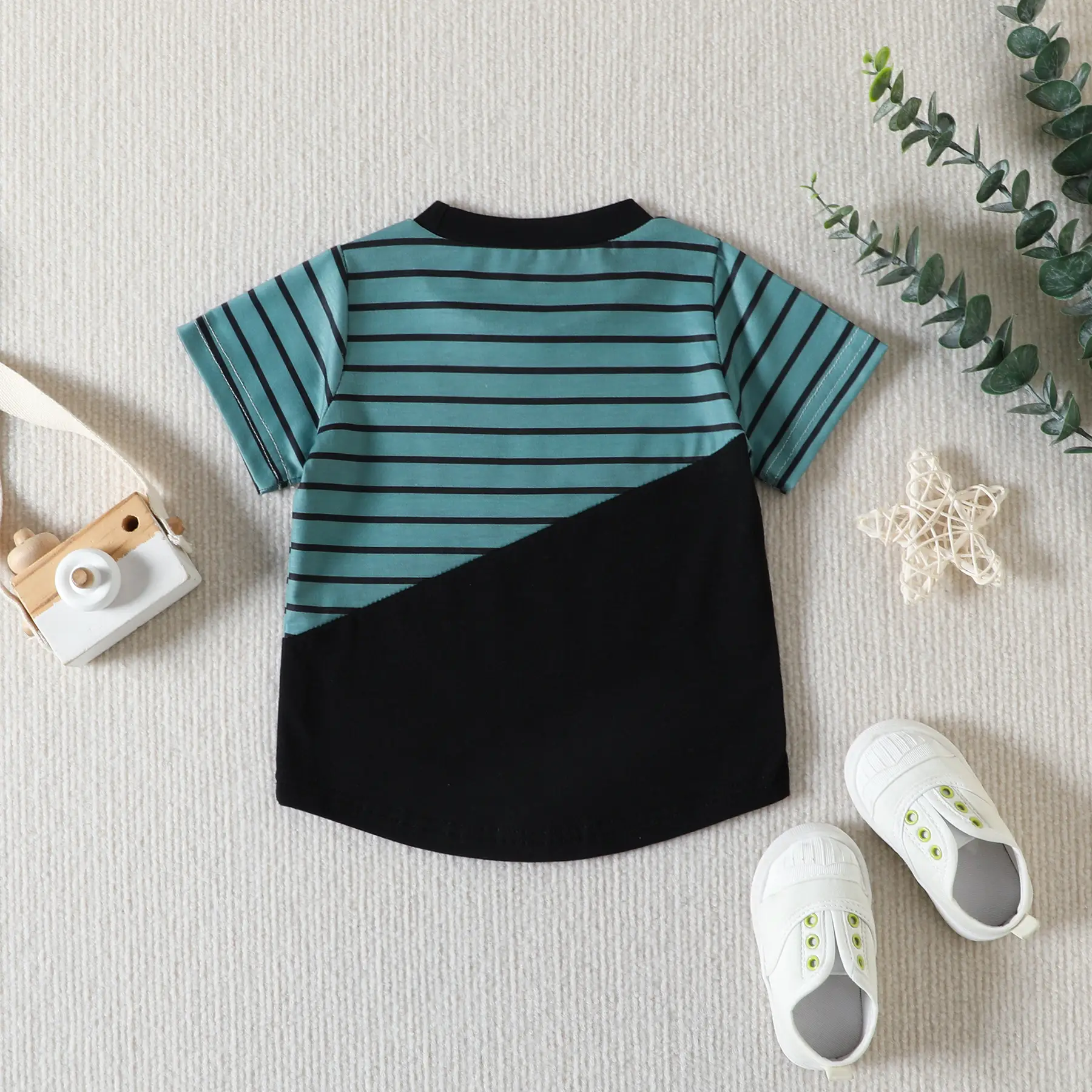 2023 Summer Baby Men Striped Shorts T-Shirt Set — feature 14