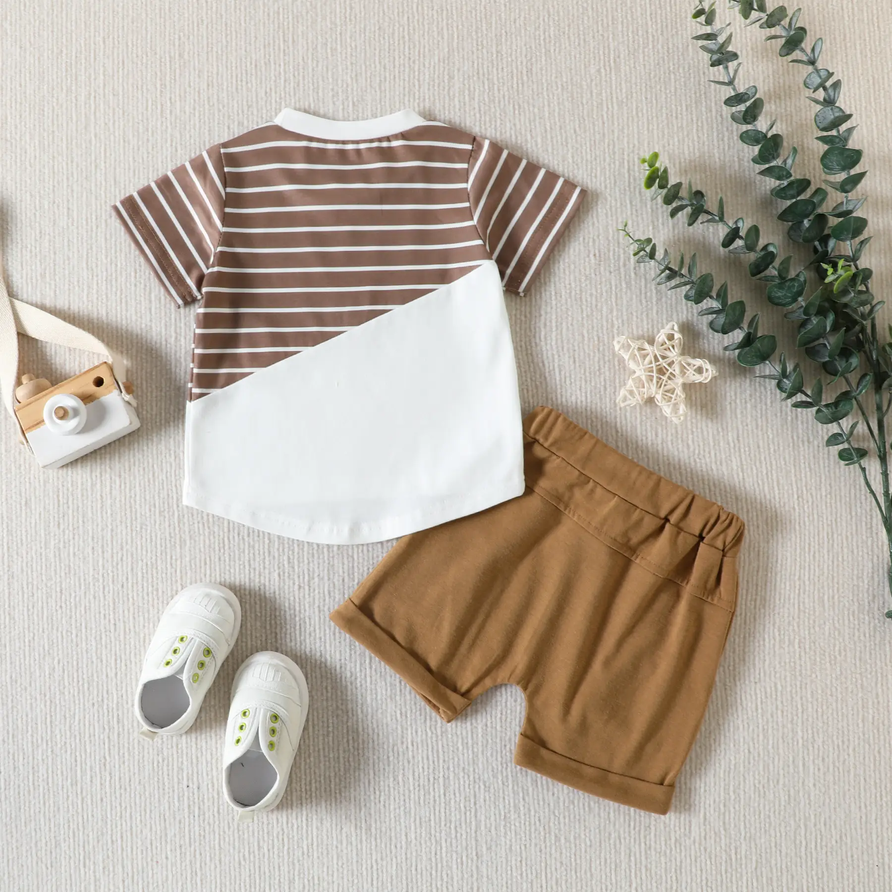 2023 Summer Baby Men Striped Shorts T-Shirt Set — feature 26