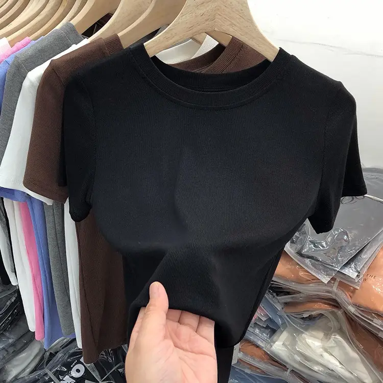 Women's Slim Fit Beige T-Shirt Round Neck 2025 — feature 16