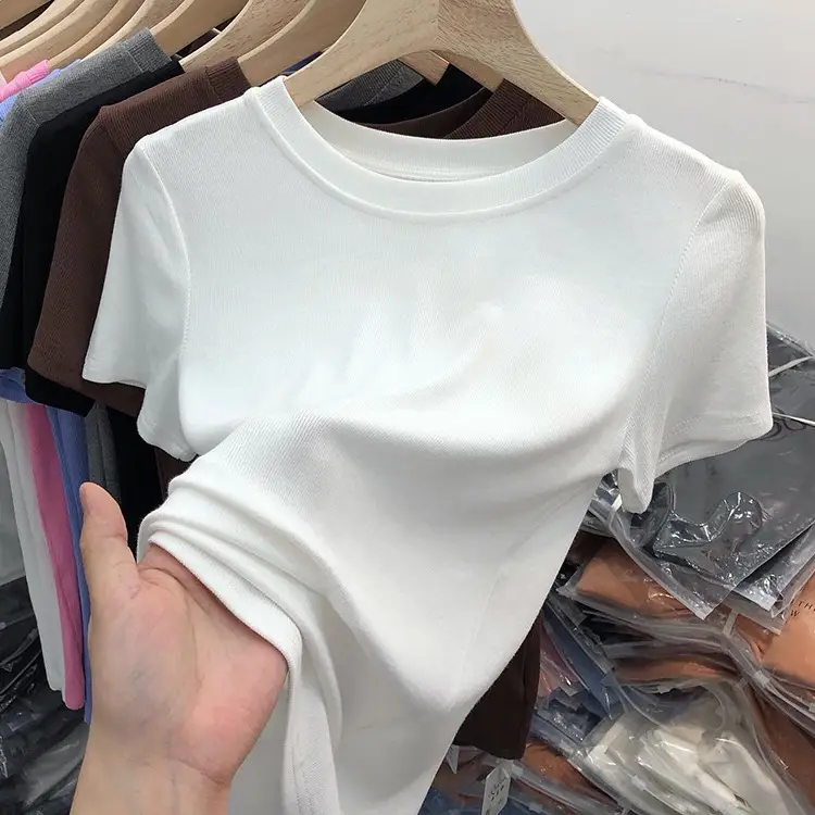 Women's Slim Fit Beige T-Shirt Round Neck 2025 — feature 19