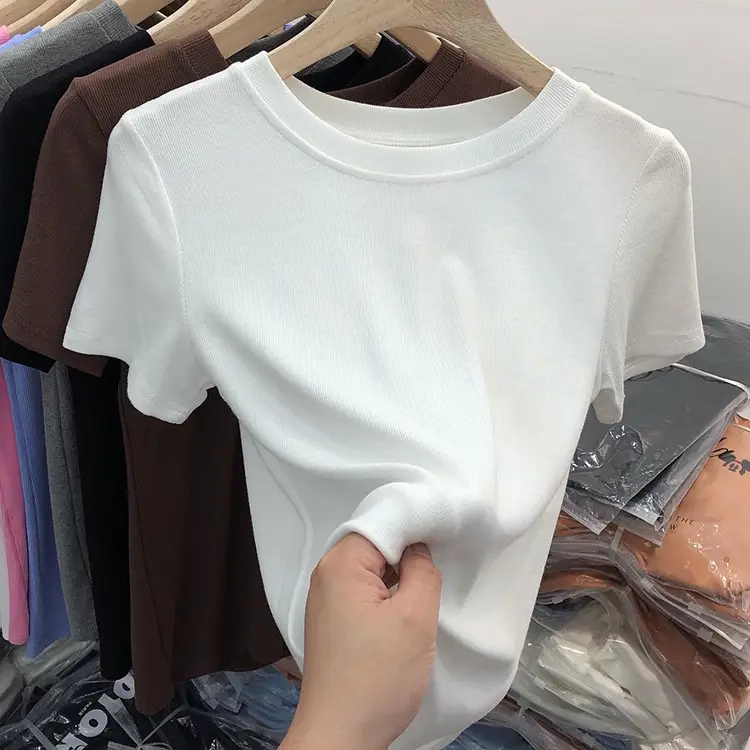 Women's Slim Fit Beige T-Shirt Round Neck 2025 — feature 22