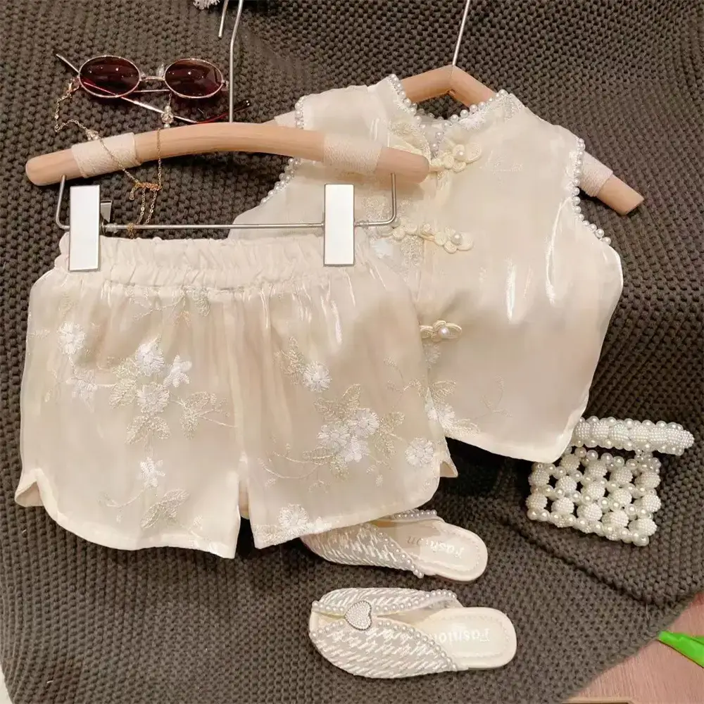 New Girls Beaded Shorts Set 2025 Summer — feature 5