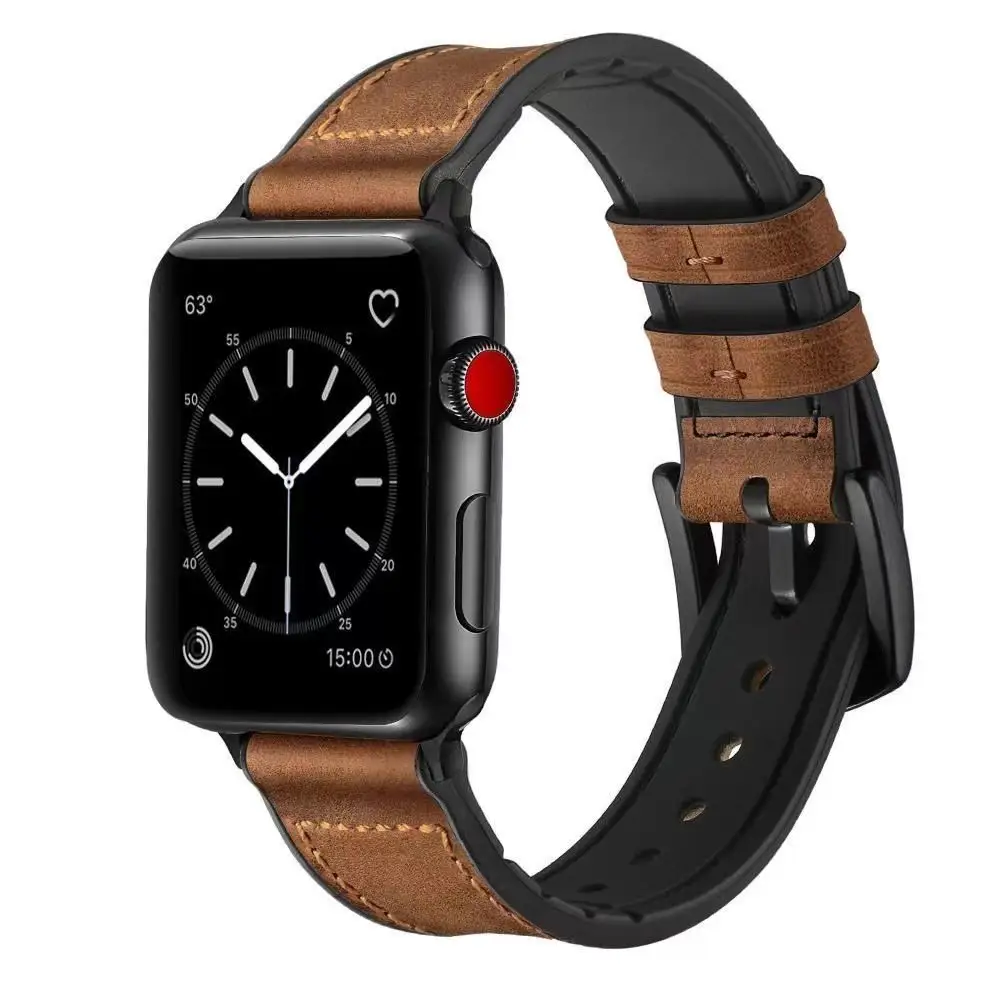 Apple Watch 6543 Gen Band Silicone Leather Strap Brown