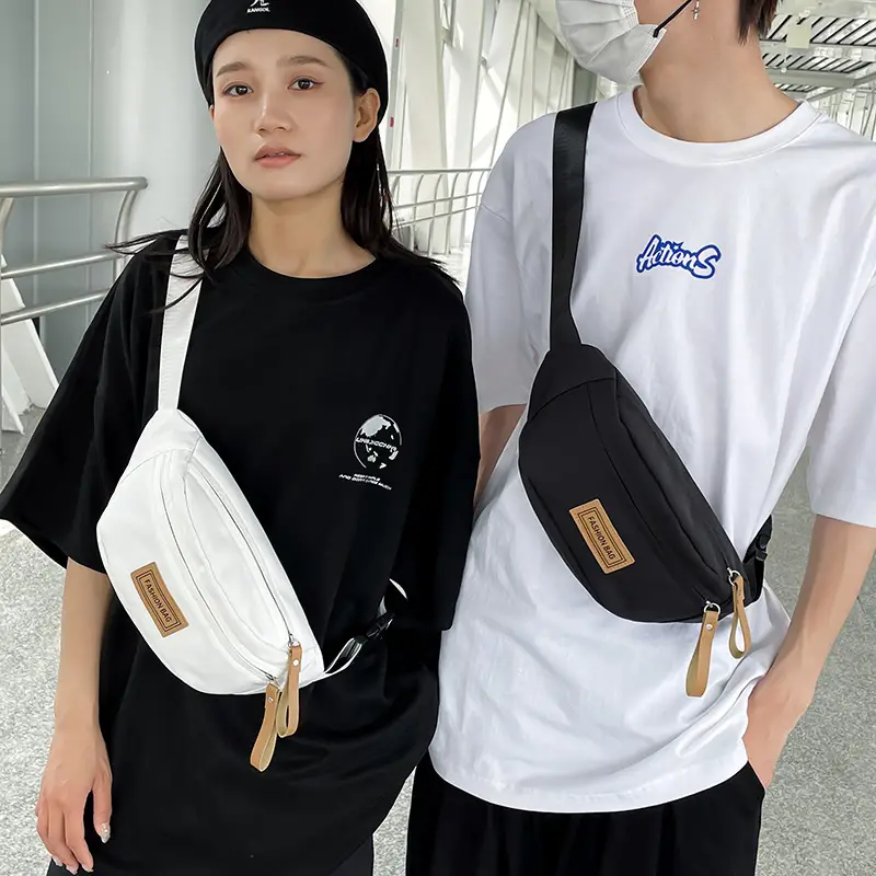 Trendy Boys Chest Bag White Black Casual Sports Running - Image 5