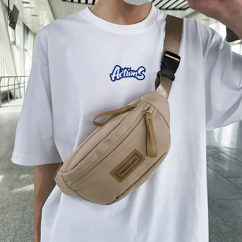 Trendy Boys Chest Bag White Black Casual Sports Running - Image 6