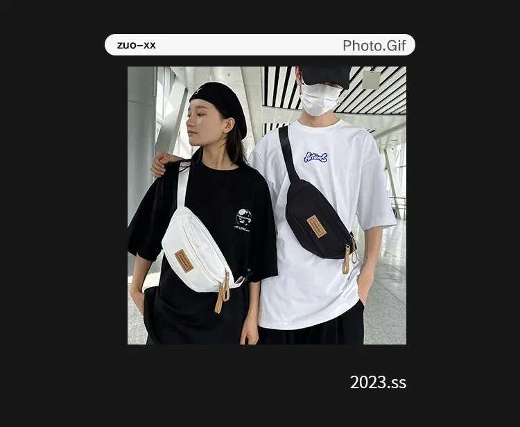 Trendy Boys Chest Bag White Black Casual Sports Running — feature 1