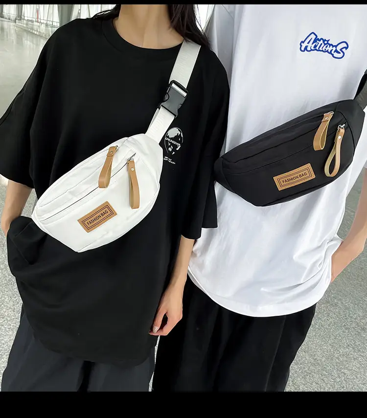 Trendy Boys Chest Bag White Black Casual Sports Running — feature 10
