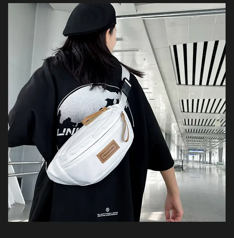 Trendy Boys Chest Bag White Black Casual Sports Running — feature 21