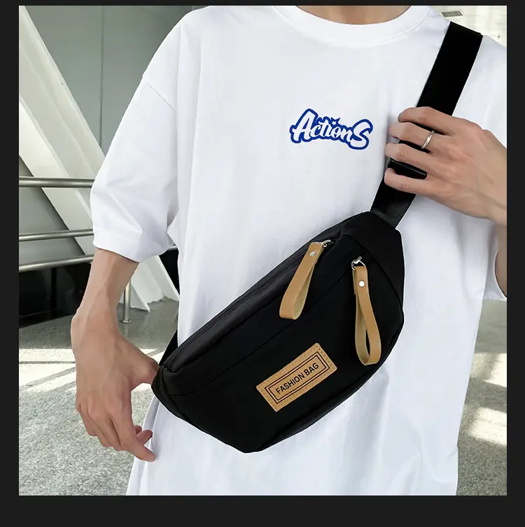 Trendy Boys Chest Bag White Black Casual Sports Running — feature 26