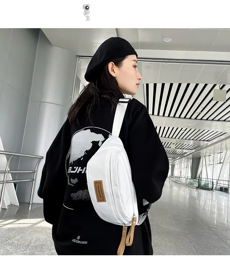 Trendy Boys Chest Bag White Black Casual Sports Running — feature 3