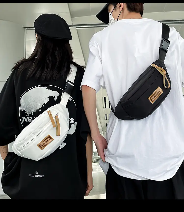 Trendy Boys Chest Bag White Black Casual Sports Running — feature 7