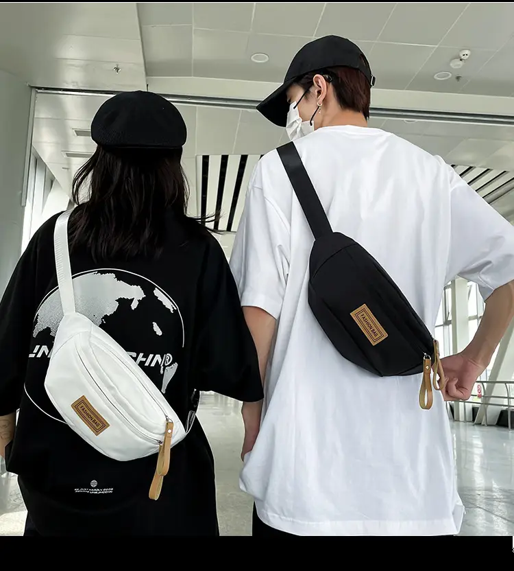 Trendy Boys Chest Bag White Black Casual Sports Running — feature 8