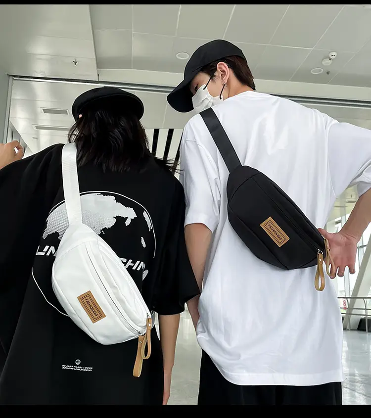 Trendy Boys Chest Bag White Black Casual Sports Running — feature 9