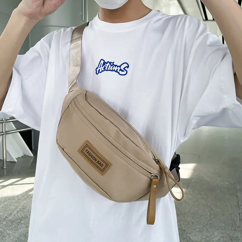 Trendy Boys Chest Bag White Black Casual Sports Running - Image 3