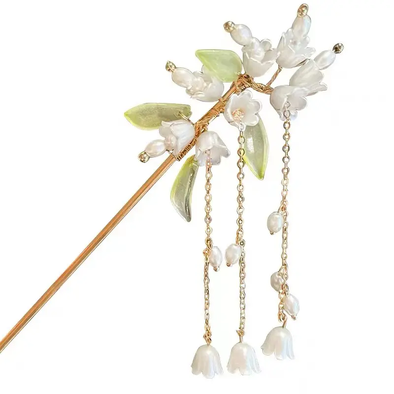 Lily Flower Hairpin with Pearl Drop Antique Design - Image 59