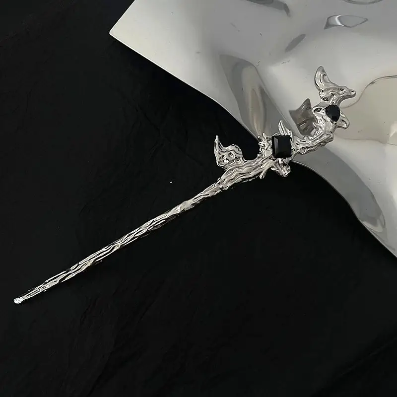 Silver Black Liquid Lunar Eclipse Hairpin