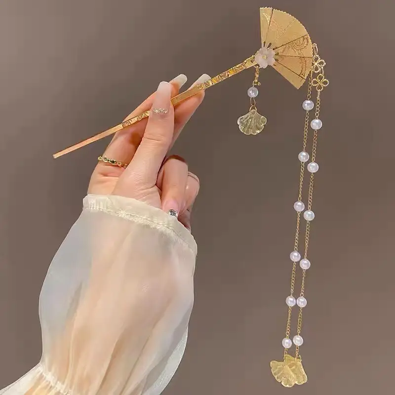 Non-foldable fan tassel hairpin