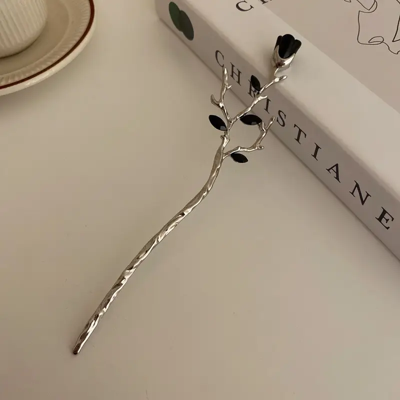Lily Flower Hairpin with Pearl Drop Antique Design - Image 9