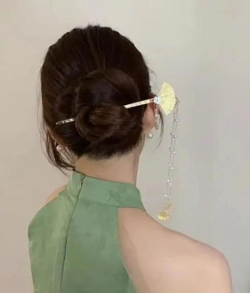 Lily Flower Hairpin with Pearl Drop Antique Design - Image 13