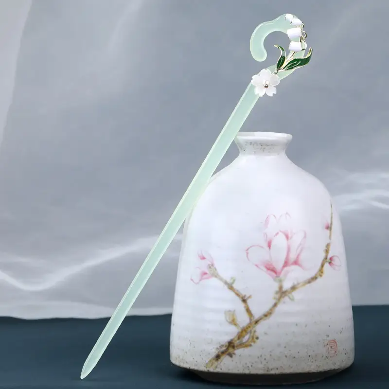 Lily Flower Hairpin with Pearl Drop Antique Design - Image 22