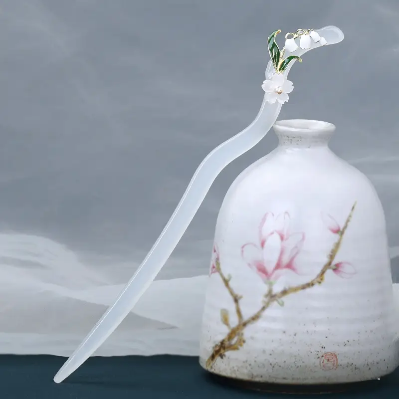 Lily Flower Hairpin with Pearl Drop Antique Design - Image 23