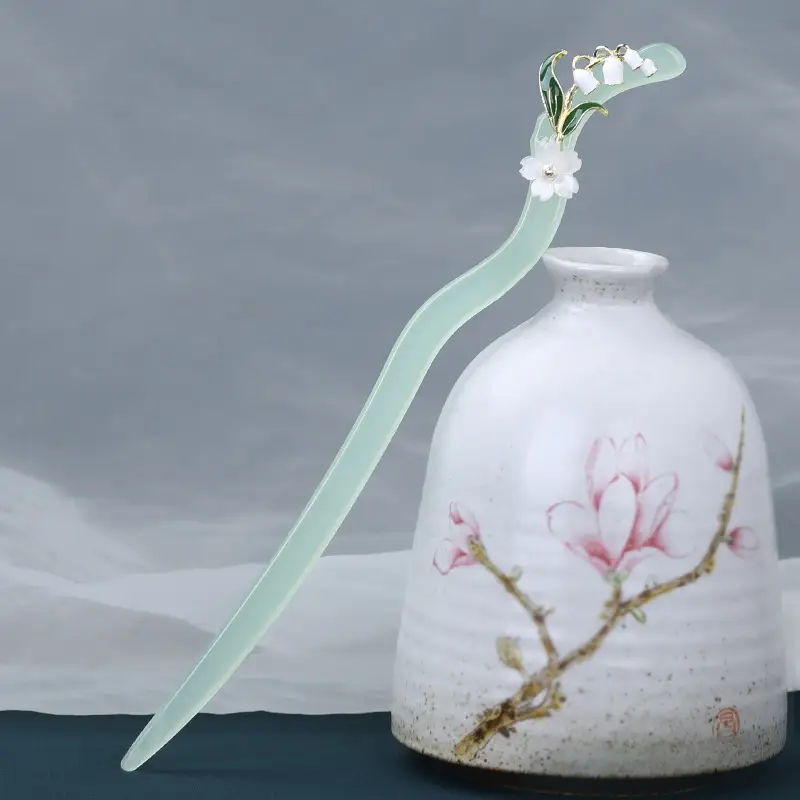 Lily Flower Hairpin with Pearl Drop Antique Design - Image 24