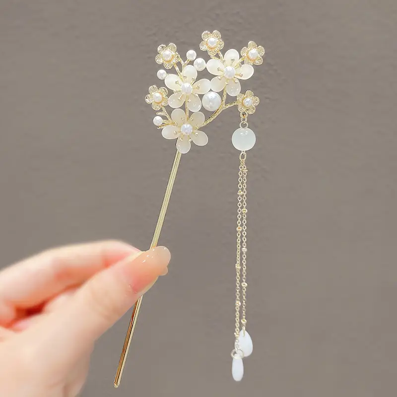 Lily Flower Hairpin with Pearl Drop Antique Design - Image 36