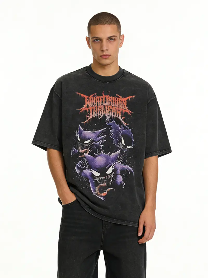 Men Black Distressed Oversize T-Shirt Short Sleeve