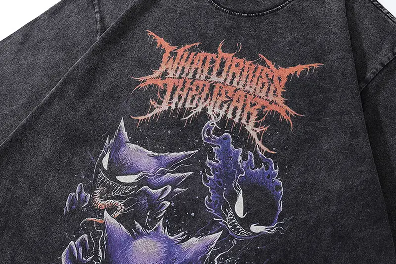 Men Black Distressed Oversize T-Shirt Short Sleeve — feature 12