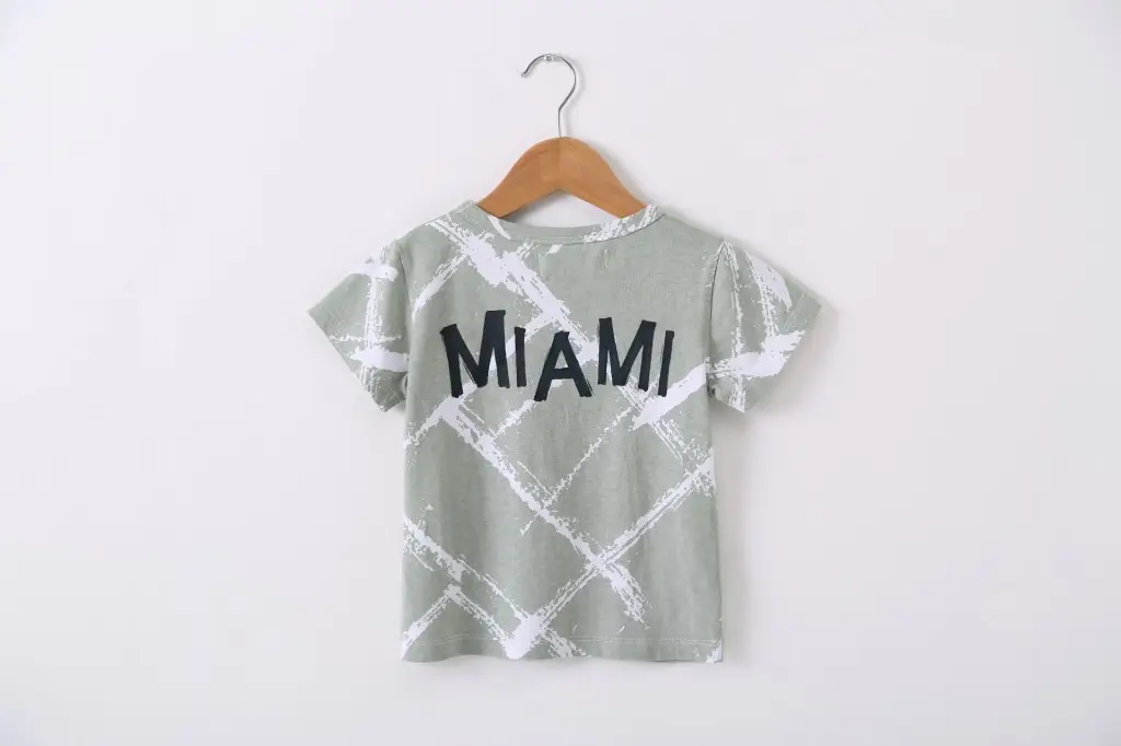 Kids Printed Letter T-Shirt Green Miami Style — feature 2
