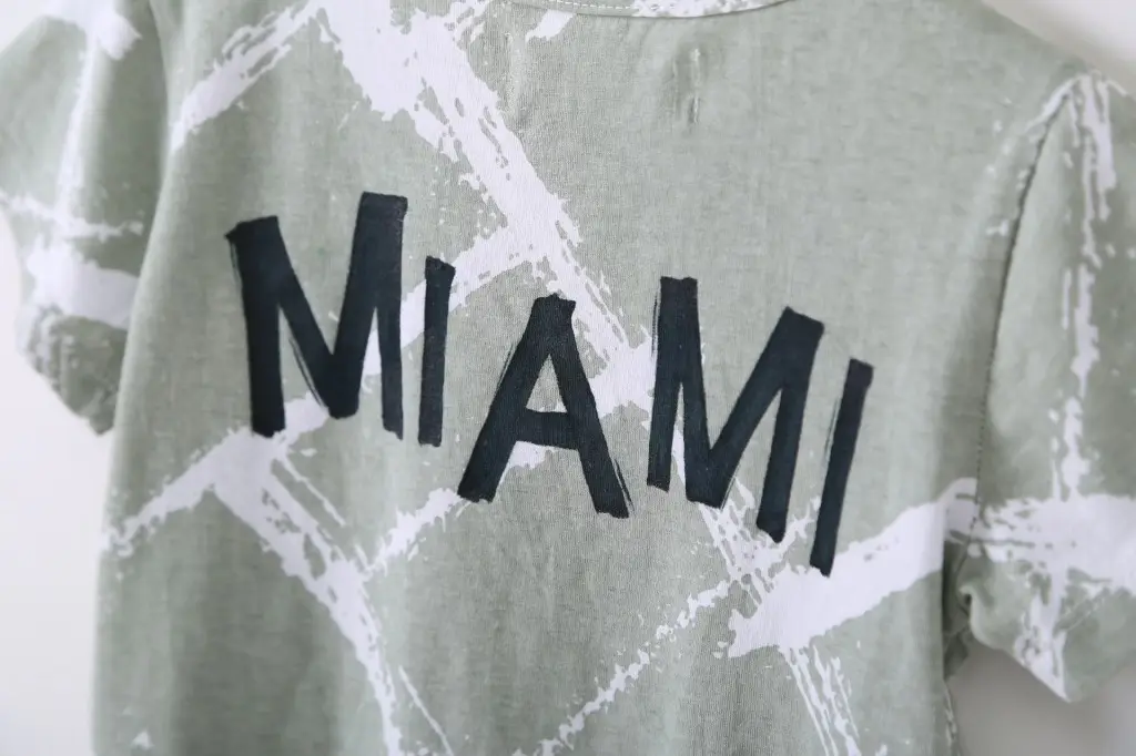 Kids Printed Letter T-Shirt Green Miami Style — feature 5