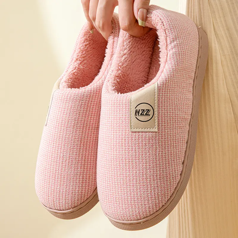 Women's Cotton Slippers Bag Root Winter Household Indoor Non-slip Thick Bottom Household Warm Women's Fleece-lined Large Size Cotton Shoes Men's Winter