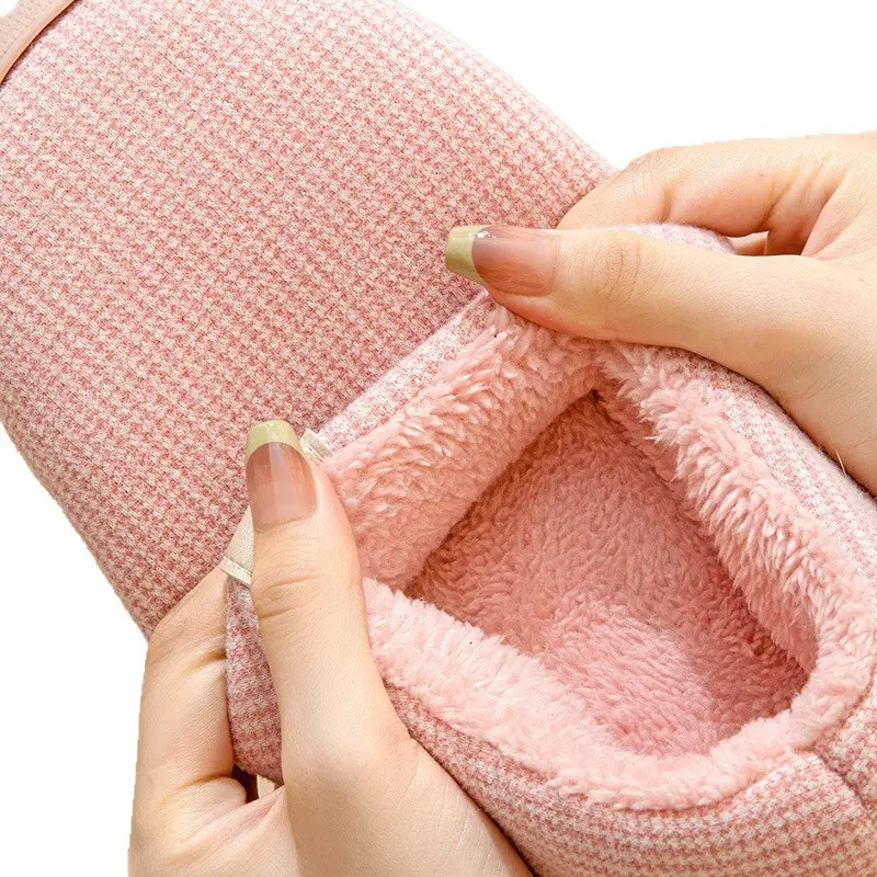 Women's Cotton Slippers Bag Root Winter Household Indoor Non-slip Thick Bottom Household Warm Women's Fleece-lined Large Size Cotton Shoes Men's Winter