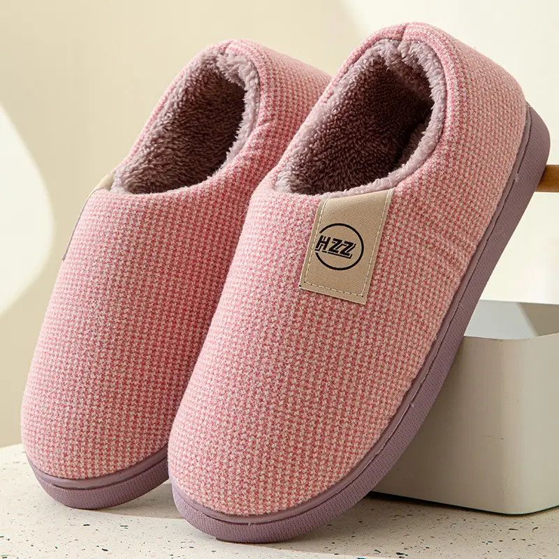 Women's Cotton Slippers Bag Root Winter Household Indoor Non-slip Thick Bottom Household Warm Women's Fleece-lined Large Size Cotton Shoes Men's Winter
